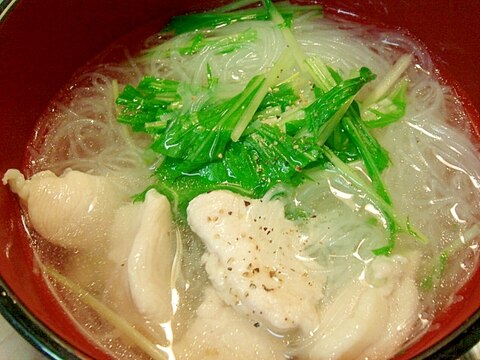 チキンと水菜の汁ビーフン